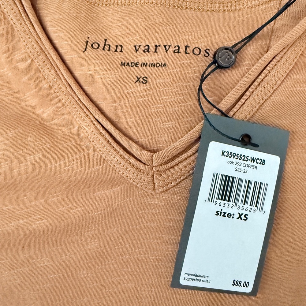 John Varvatos Copper V-Neck Tee Sz XS